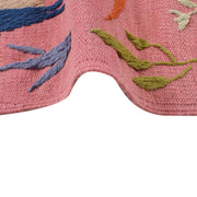 Pink Color Embroidery Flat Weave Kilim 3' 9" x 5' 10" - No. AL98913