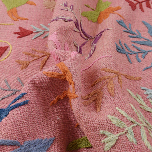 Pink Color Embroidery Flat Weave Kilim 3' 9" x 5' 10" - No. AL98913