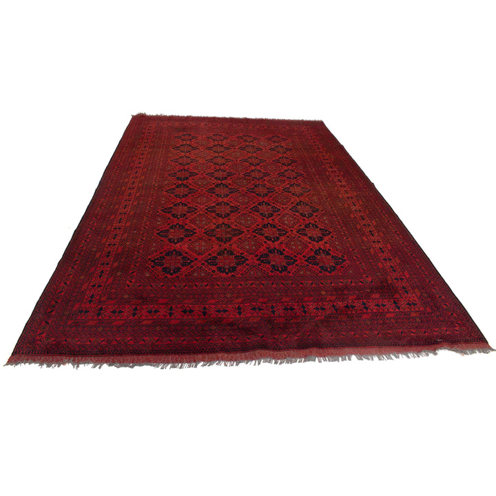 Red Afghan Khal Mohammadi Rug 6' 7" x 9' 10" Hand-Knotted detail