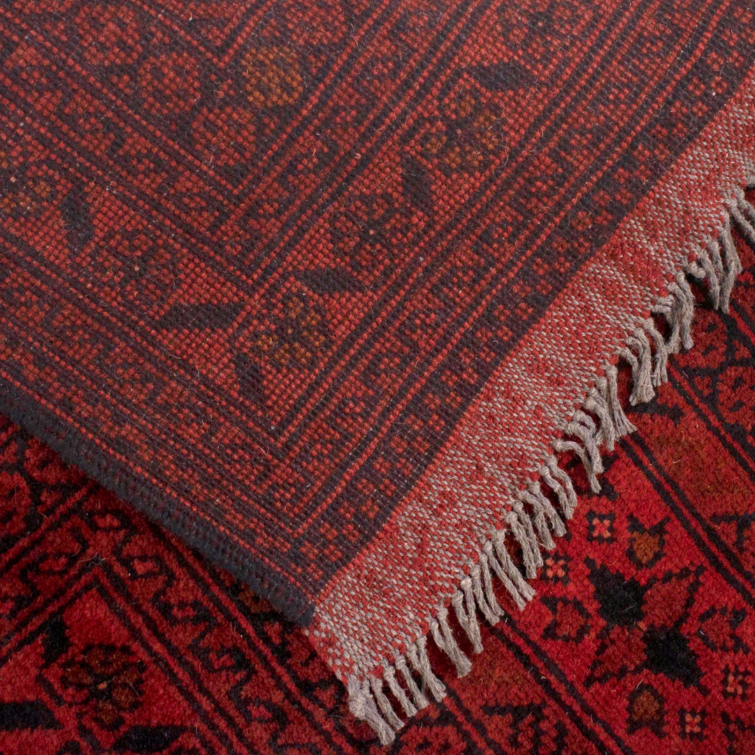 Red Afghan Khal Mohammadi Rug 6' 7" x 9' 10" Hand-Knotted field