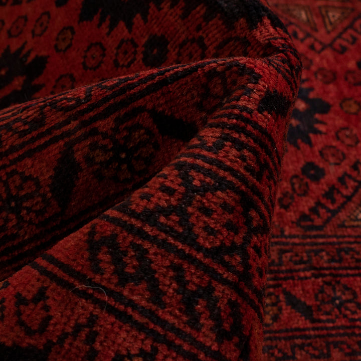 Red Afghan Khal Mohammadi Rug 6' 7" x 9' 10" Hand-Knotted reverse