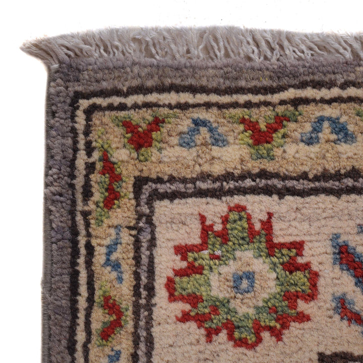Gray Afghan Kazak Rug 2' 6" x 6' 7" Hand-Knotted pattern