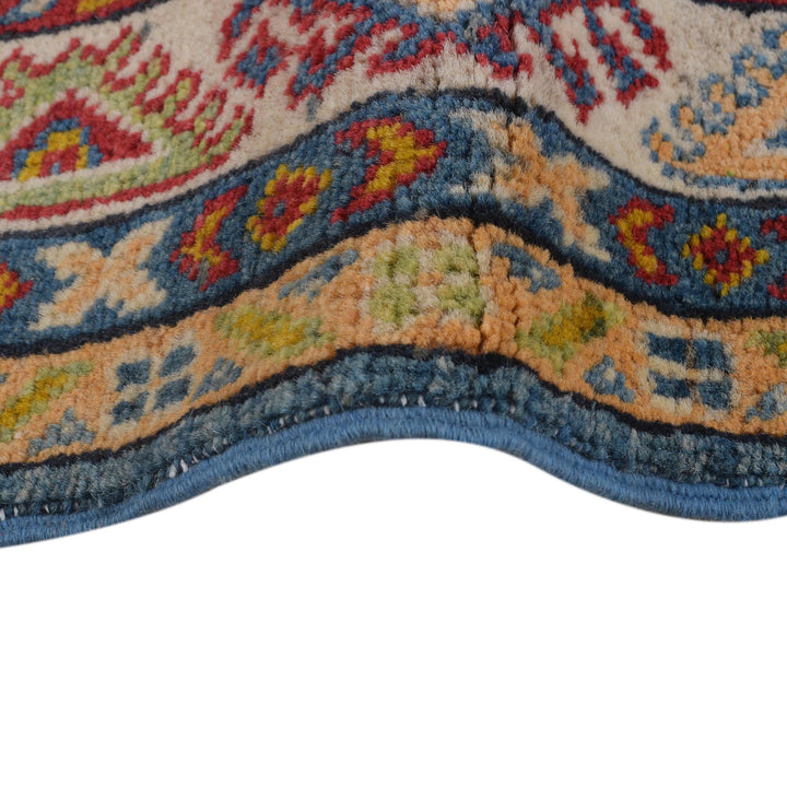 Blue Afghan Kazak Rug 2' 9" x 6' 9" Hand-Knotted texture