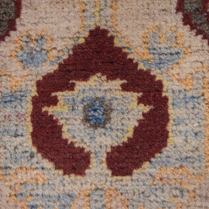 Beige Afghan Kazak Rug 2'6" x 7'7" Hand-Knotted | No. AL35515