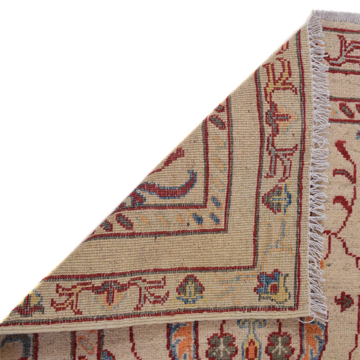 Beige Afghan Kazak Rug 2'6" x 7'7" Hand-Knotted | No. AL35515