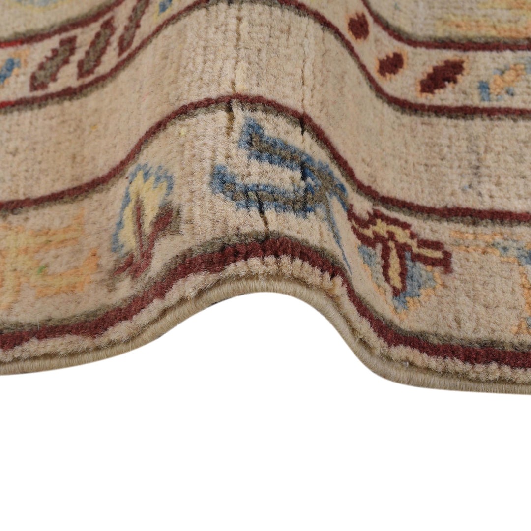 Beige Afghan Kazak Rug 2'6" x 7'7" Hand-Knotted | No. AL35515