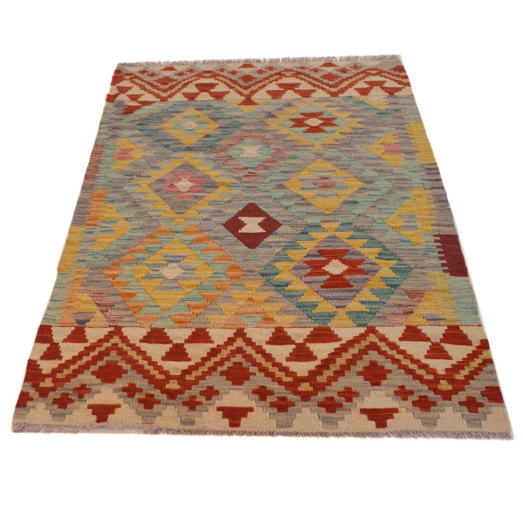 Hand Knotted Afghan Style Kilim 3' 4" x 5' 2" - No. AL65668