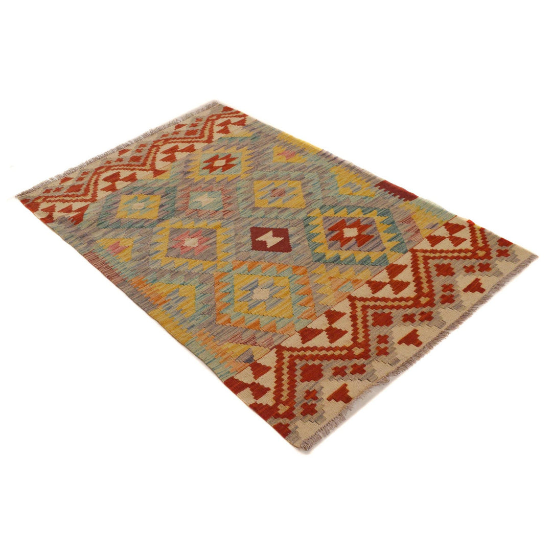 Hand Knotted Afghan Style Kilim 3' 4" x 5' 2" - No. AL65668