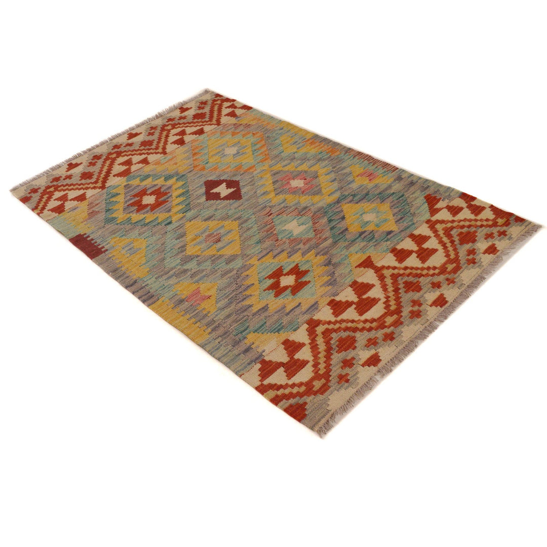 Hand Knotted Afghan Style Kilim 3' 4" x 5' 2" - No. AL65668