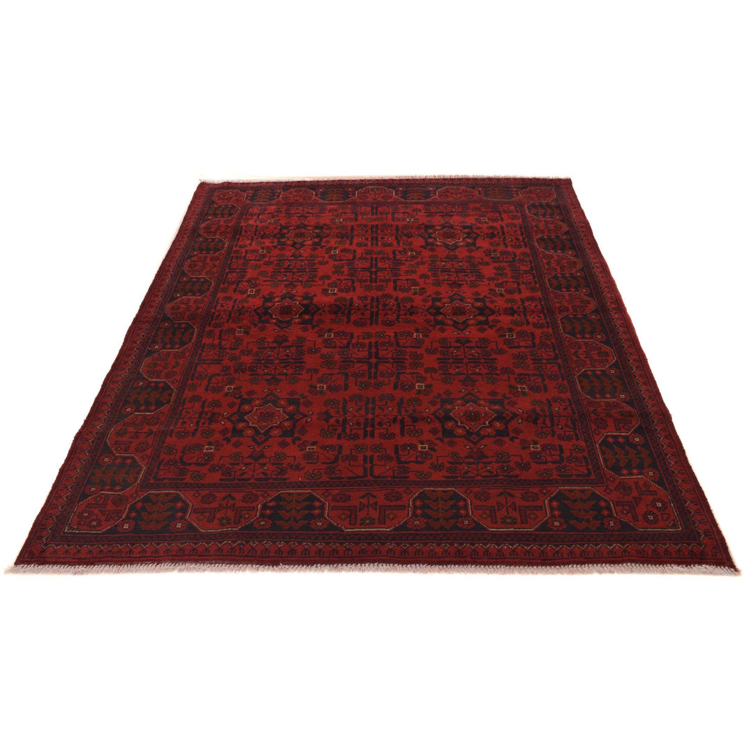 Red Afghan Khal Mohammadi Rug 4' 11" x 6' 5" Hand-Knotted detail