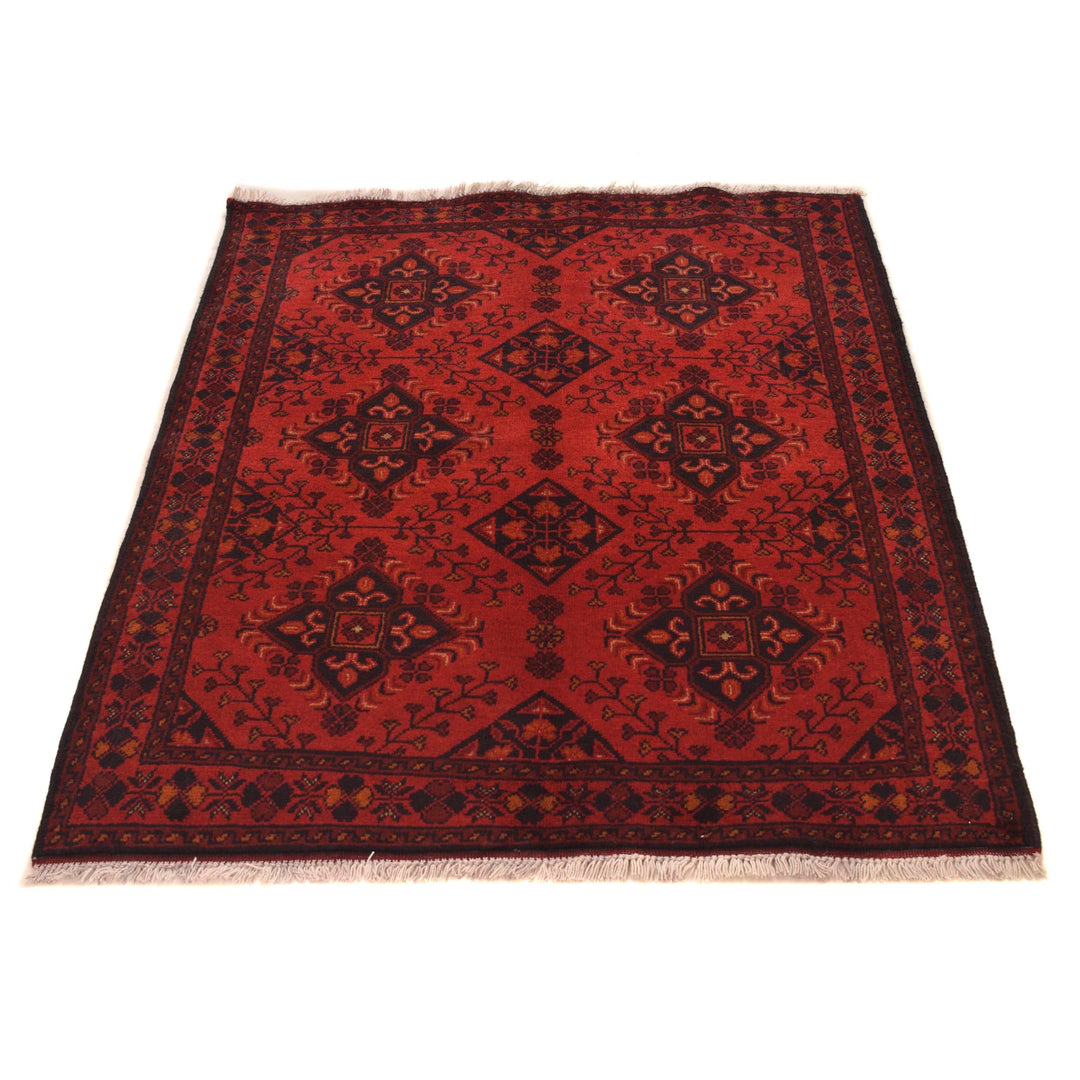 Red Afghan Khal Mohammadi Rug 3' 4" x 4' 9" Hand-Knotted detail