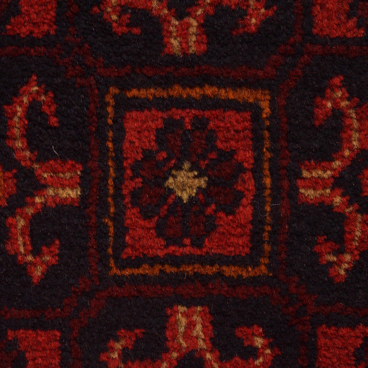 Red Afghan Khal Mohammadi Rug 3' 4" x 4' 9" Hand-Knotted border