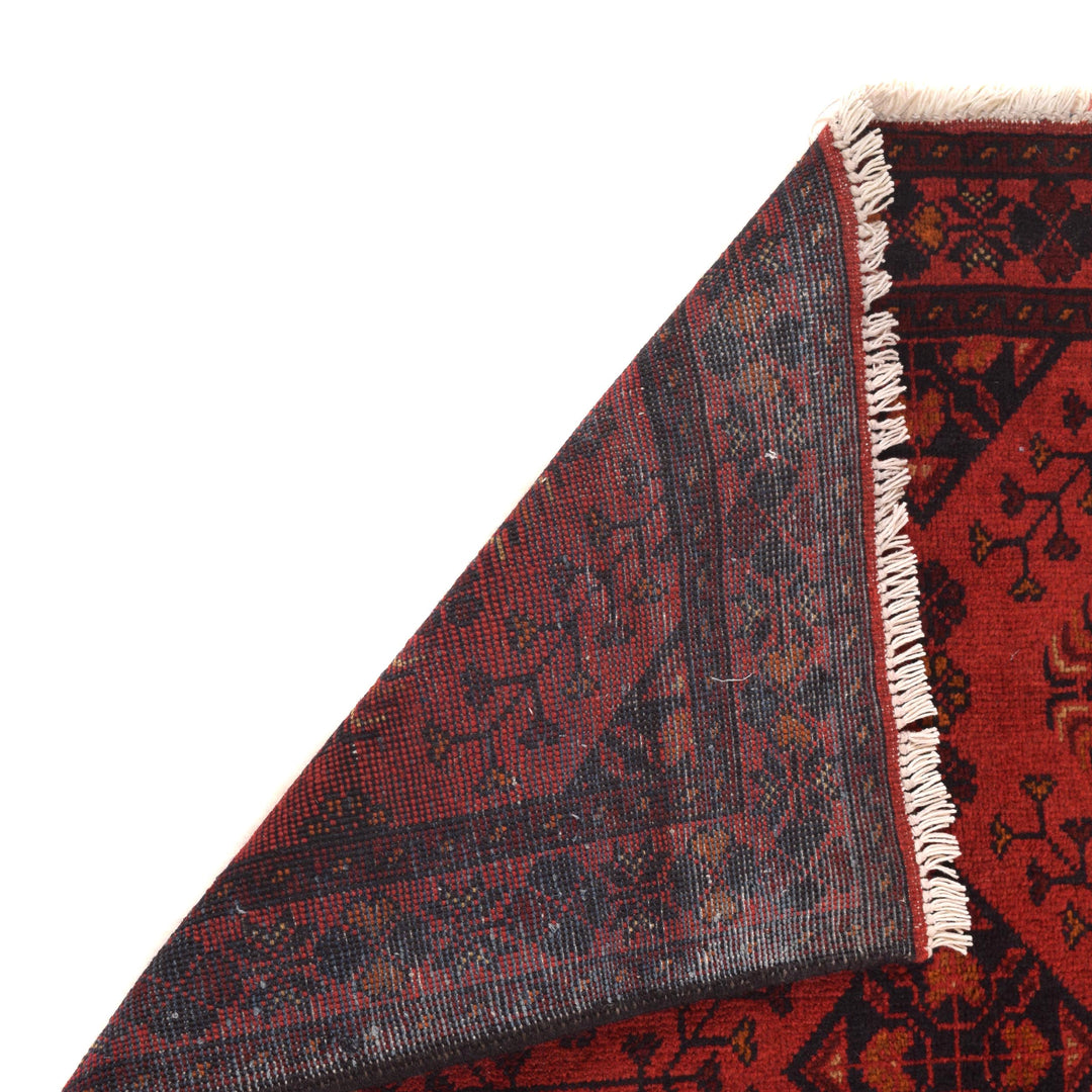 Red Afghan Khal Mohammadi Rug 3' 4" x 4' 9" Hand-Knotted field