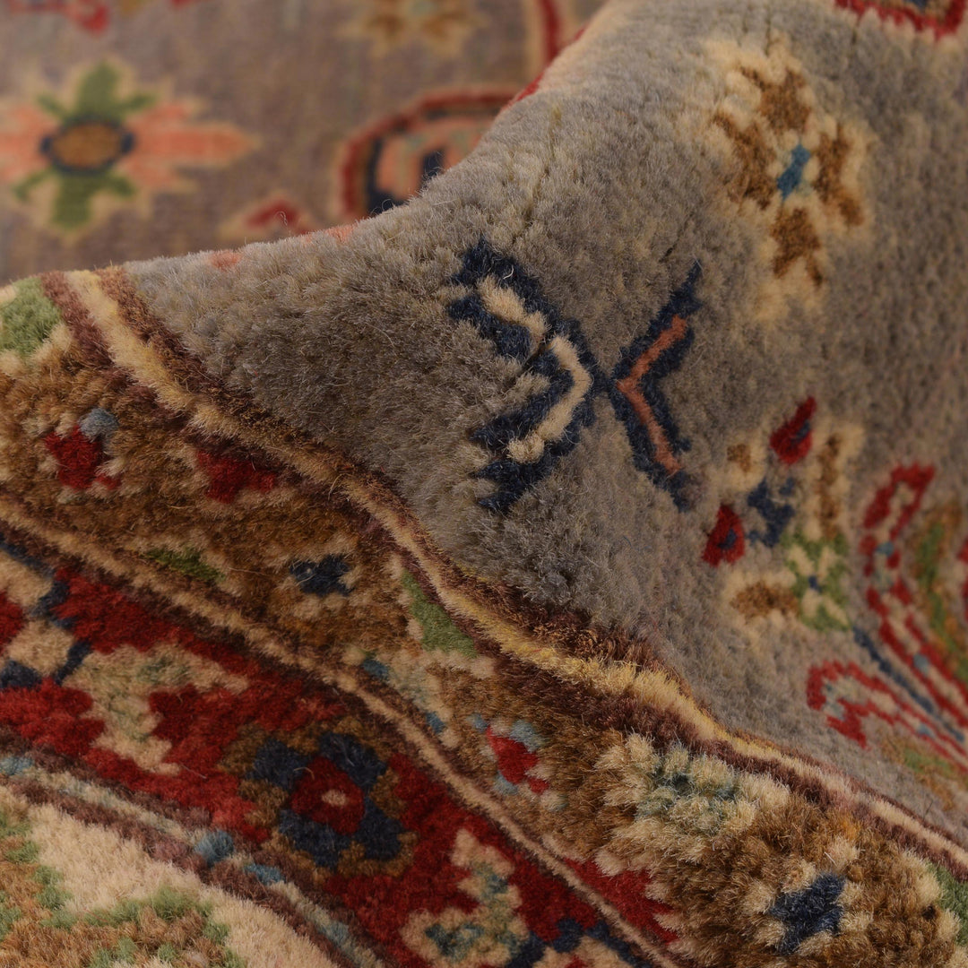 Gray Afghan Kazak Rug 3' 3" x 5' 0" Hand-Knotted | No. AL68919