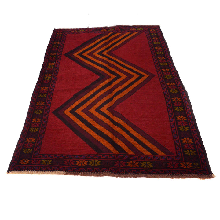Afghan Tribal Baluchi Rug 3' 8" x 6' 4" Hand-Knotted detail