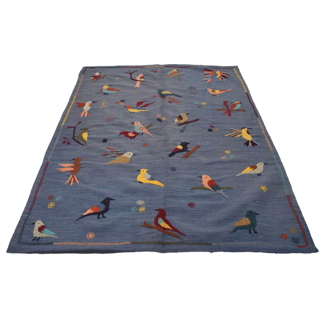 Afghan Kilim Rug 4' 11" x 6' 10" Flat-Weave | No. AL80163