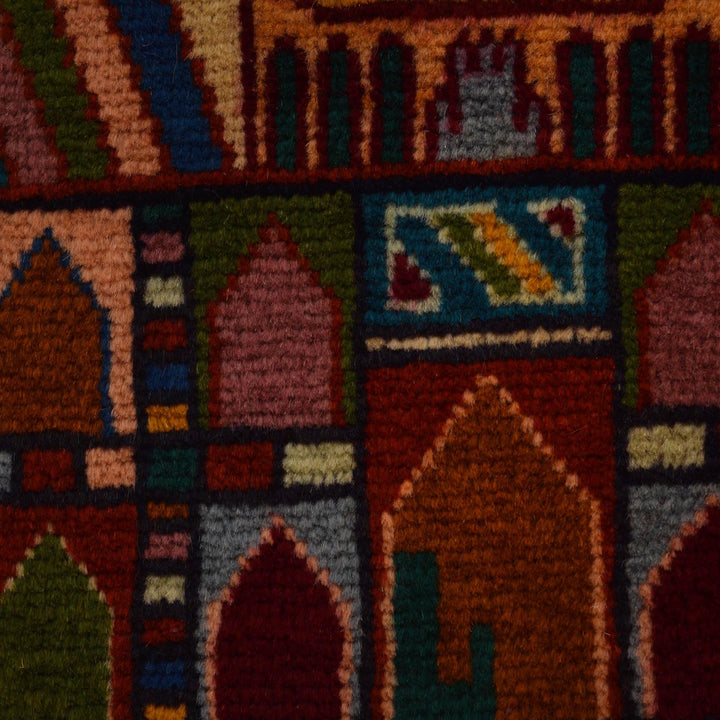 Afghan Prayer Rug 2' 9" x 3' 11" Hand-Knotted border