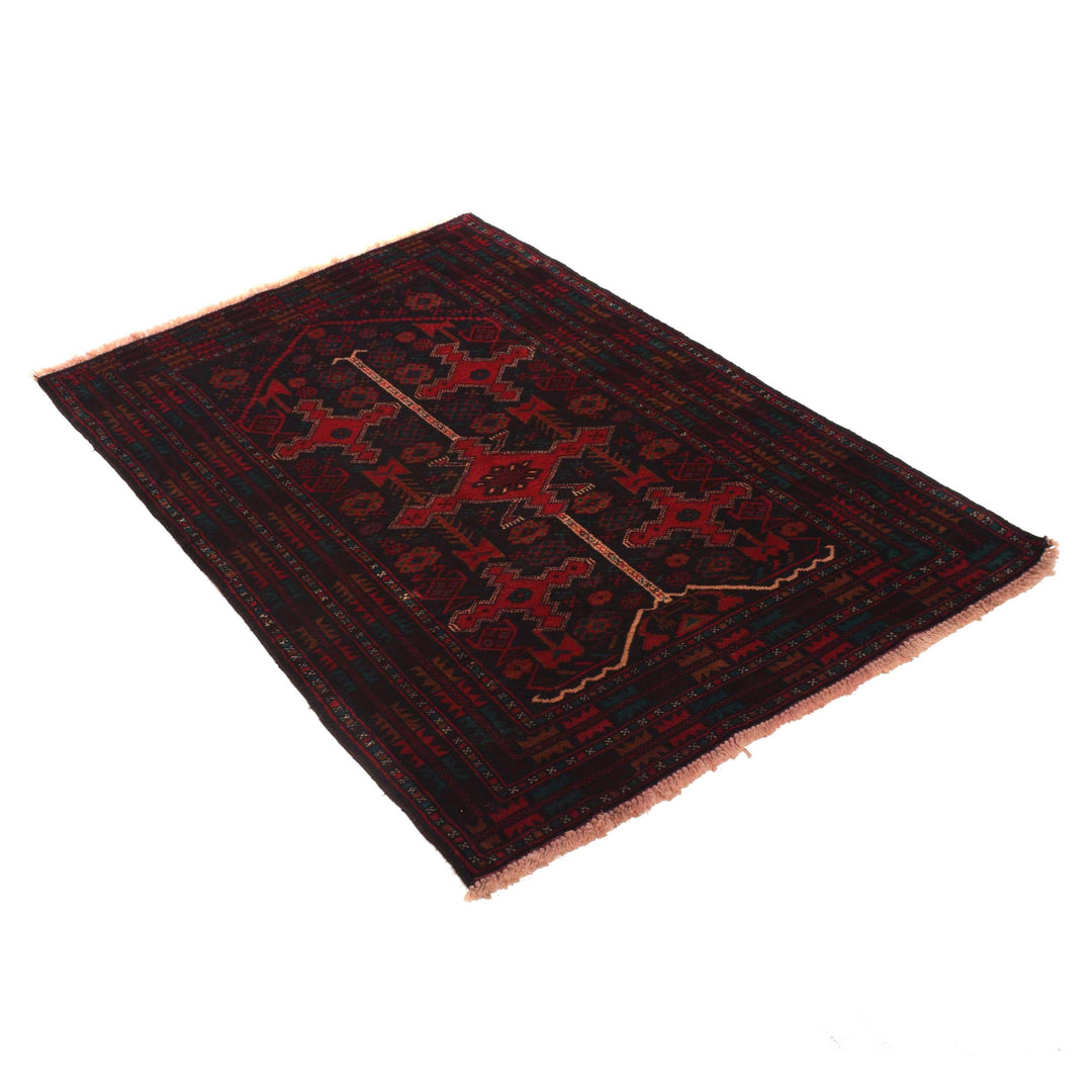 Afghan Baluchi Rug 3' 1" x 4' 8" Hand-Knotted | No. AL50508