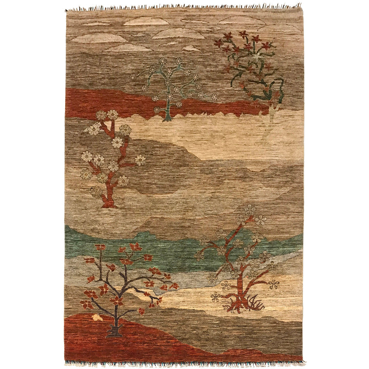 Afghan Tree Of Life Rug 6' 6" x 9' 10" Hand-Knotted