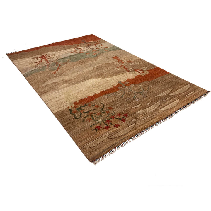 Afghan Tree Of Life Rug 6' 6" x 9' 10" Hand-Knotted close-up
