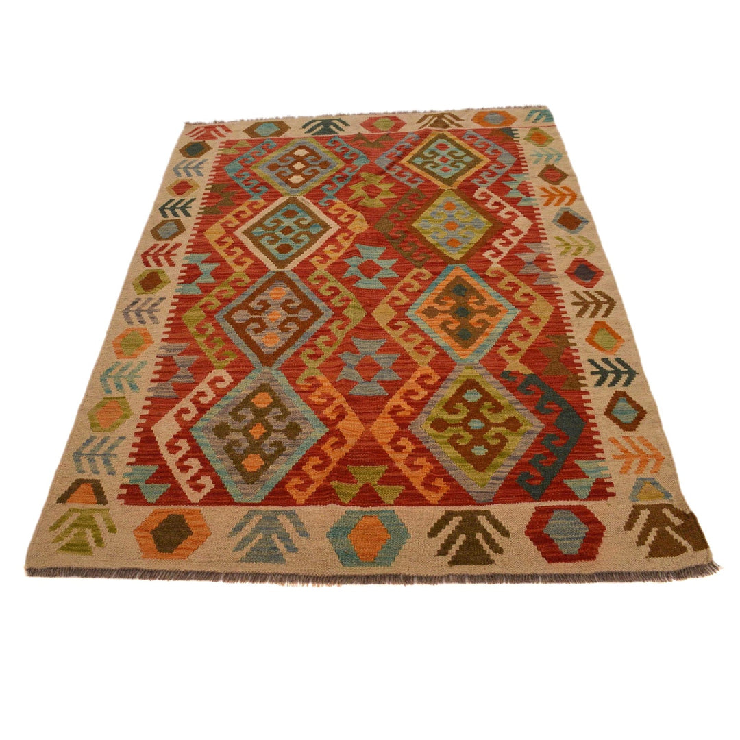 Handmade Vegetable Kilim 4' 2" x 5' 10" - No. AL10851