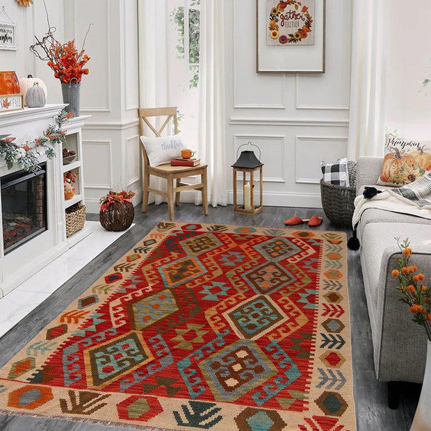 Handmade Vegetable Kilim 4' 2" x 5' 10" - No. AL10851