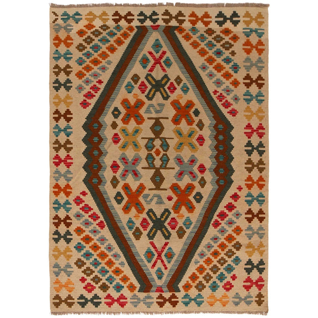 Handmade Turkish Design Wool Kilim 4' 2" x 6' 0" - No. AL38299