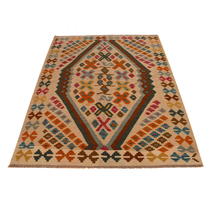 Handmade Turkish Design Wool Kilim 4' 2" x 6' 0" - No. AL38299