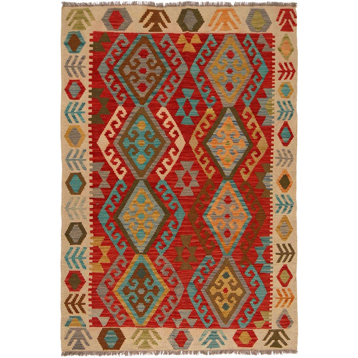 Handmade Afghan Vegetable Kilim 4' 2" x 6' 1" - No. AL47869