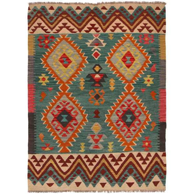 Hand Made Afghan Kilim 4' 2" x 5' 8" - No. AL49547