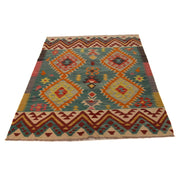 Hand Made Afghan Kilim 4' 2" x 5' 8" - No. AL49547