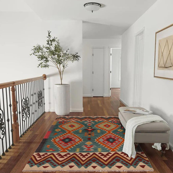 Hand Made Afghan Kilim 4' 2" x 5' 8" - No. AL49547