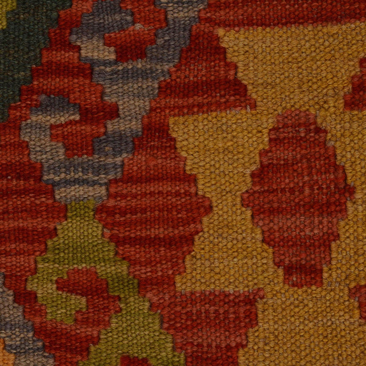 Colorful Flat-Weave Wool Kilim 4' 1" x 5' 11" - No. AL25261