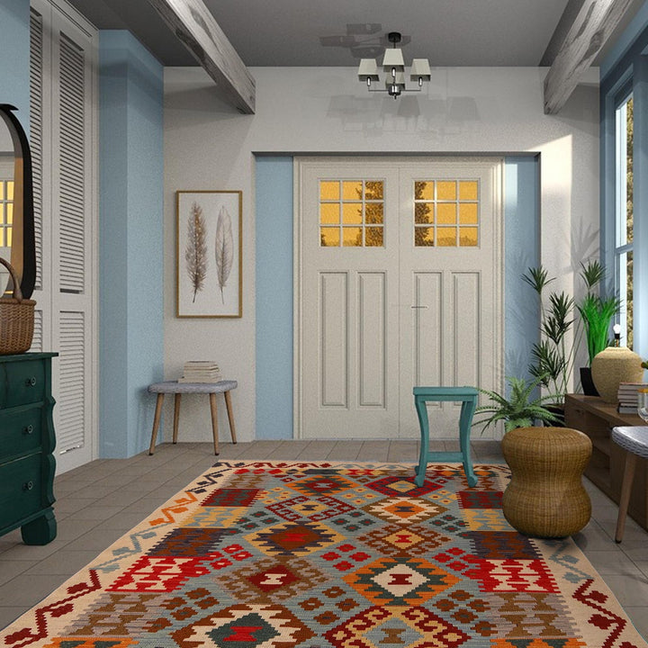 Handmade Vegetable Kilim 5' 1" x 6' 5" - No. AL13266