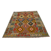 Hand Woven Wool Kelim 5' 1" x 6' 8" - No. AL20074