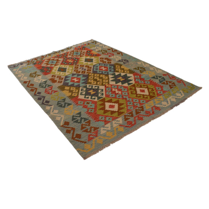 Hand Woven Wool Kelim 5' 1" x 6' 8" - No. AL20074