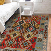 Hand Woven Wool Kelim 5' 1" x 6' 8" - No. AL20074