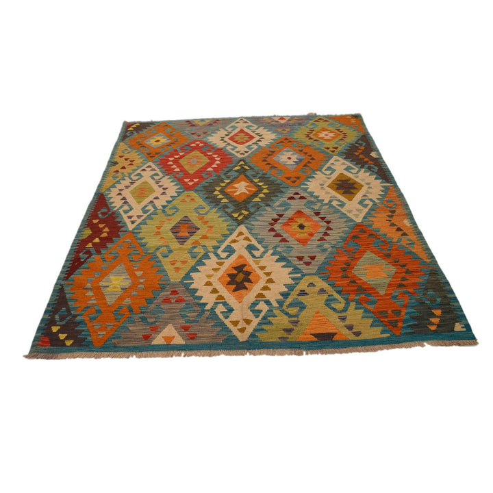 Handmade Turkish Design Wool Kilim 5' 1" x 6' 5" - No. AL62492