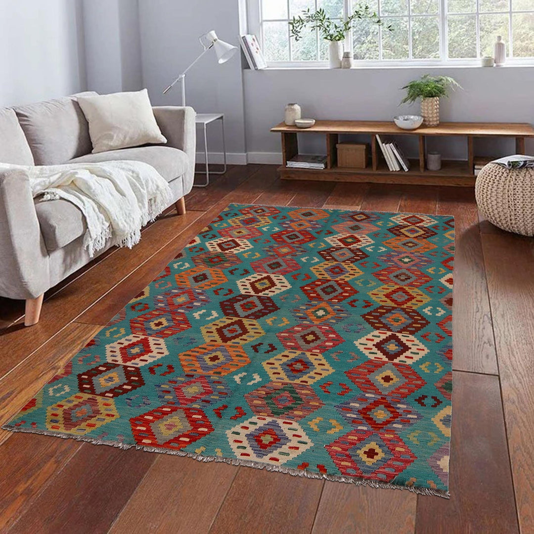 Hand Knotted Flatweave Kilim 4' 11" x 6' 7" - No. AL47246