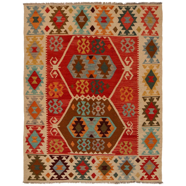 Handmade Afghan Vegetable Kilim 4' 11" x 6' 5" - No. AL56402