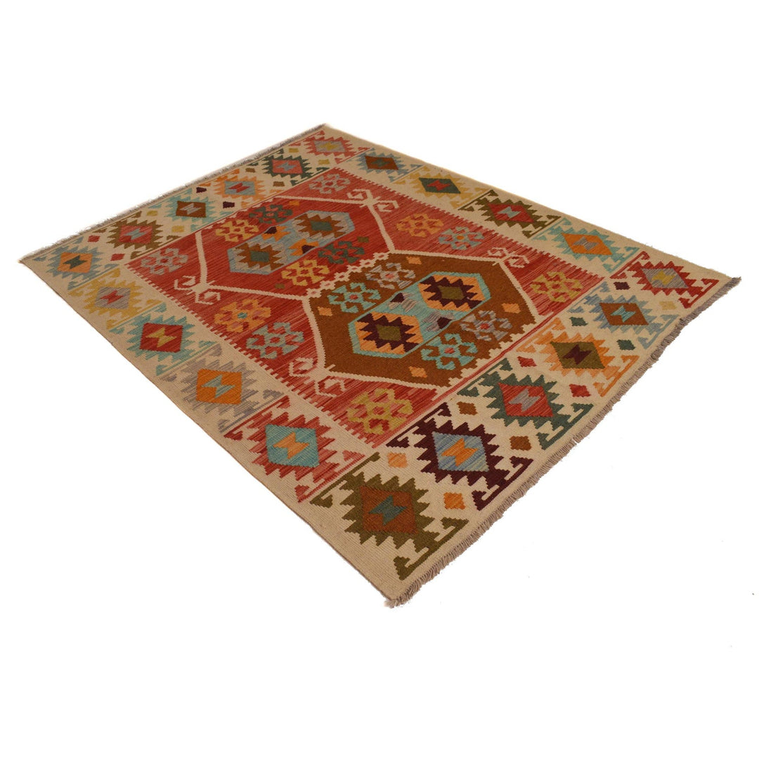 Handmade Afghan Vegetable Kilim 4' 11" x 6' 5" - No. AL56402