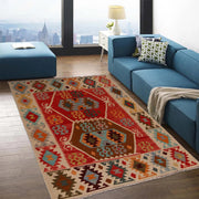 Handmade Afghan Vegetable Kilim 4' 11" x 6' 5" - No. AL56402