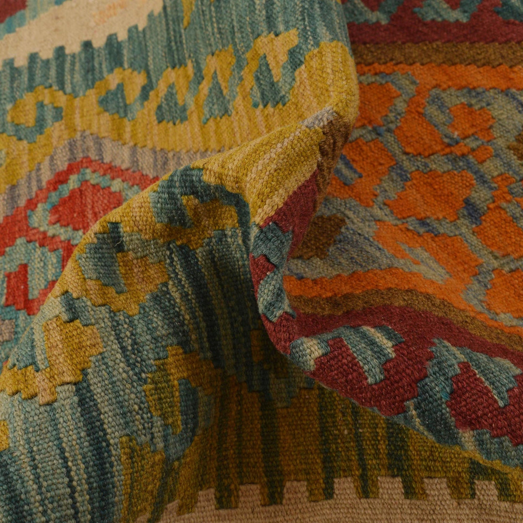 Hand Knotted Afghan Style Kilim Runner 2' 4" x 7' 10" - No. AL74418