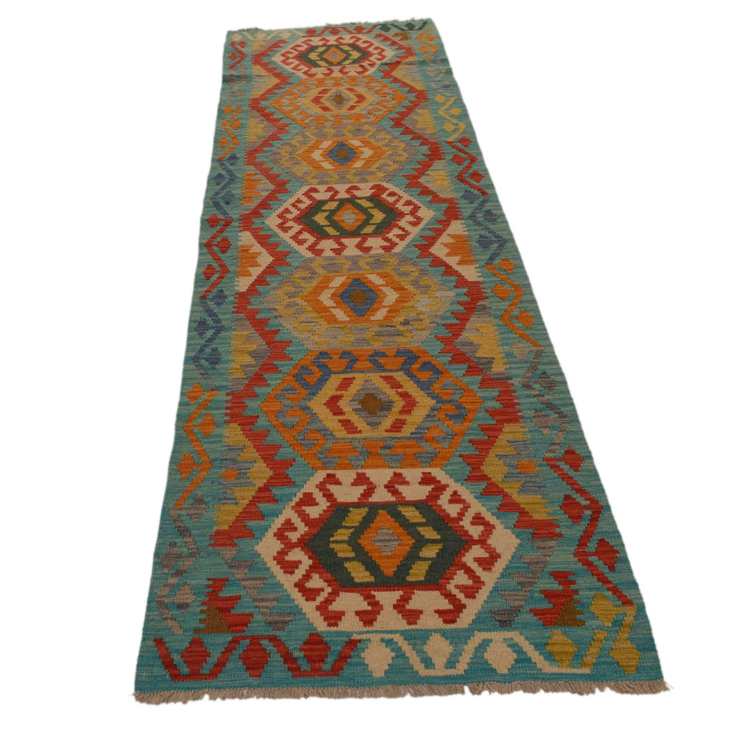 Hand Woven Wool Kelim Runner 2' 8" x 9' 6" - No. AL19624