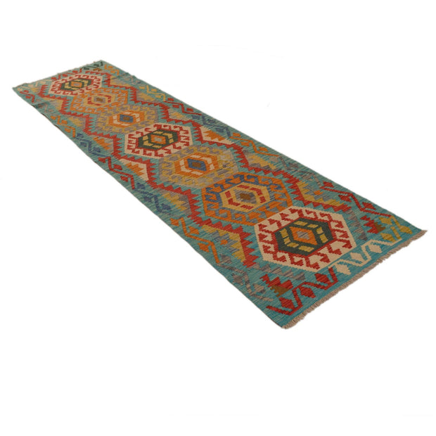 Hand Woven Wool Kelim Runner 2' 8" x 9' 6" - No. AL19624