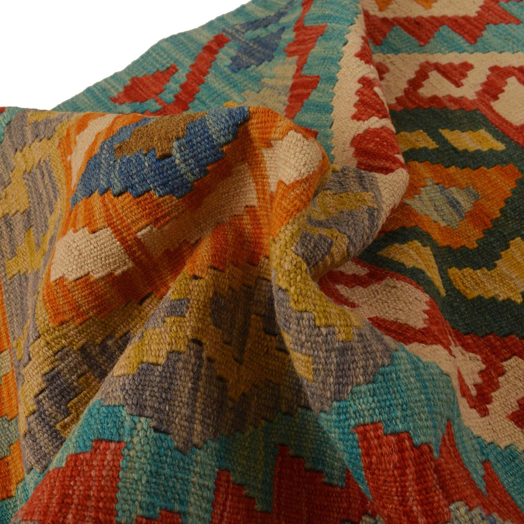 Hand Woven Wool Kelim Runner 2' 8" x 9' 6" - No. AL19624