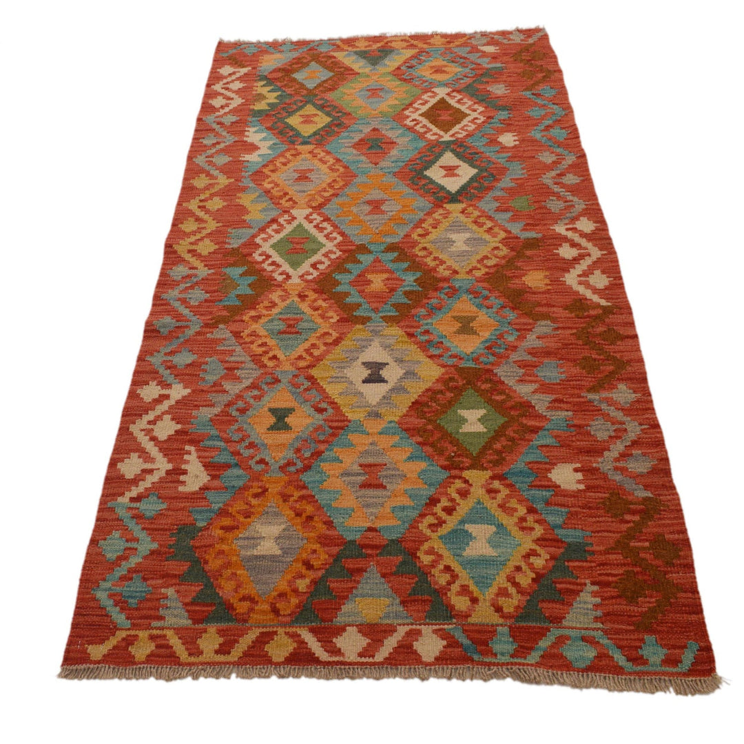 Colorful Flat-Weave Wool Kilim Runner 2' 1"x 6' 6" - No. AL56718