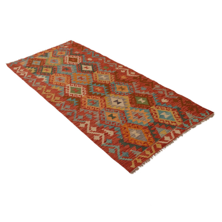 Colorful Flat-Weave Wool Kilim Runner 2' 1"x 6' 6" - No. AL56718