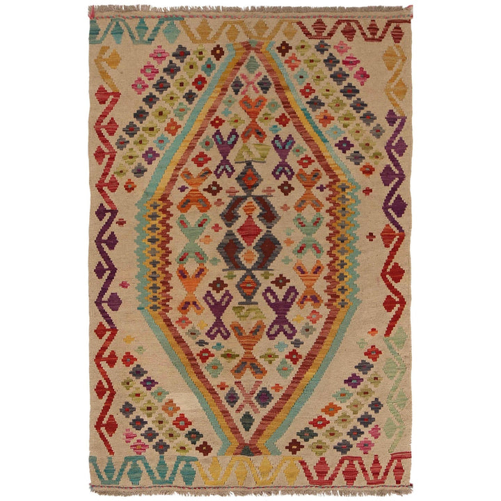 Handmade Vegetable Kelim 3' 5" x 5' 6" - No. AL21093