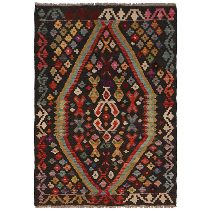 Hand Knotted Afghan Style Kilim 3' 7" x 4' 11" - No. AL85247